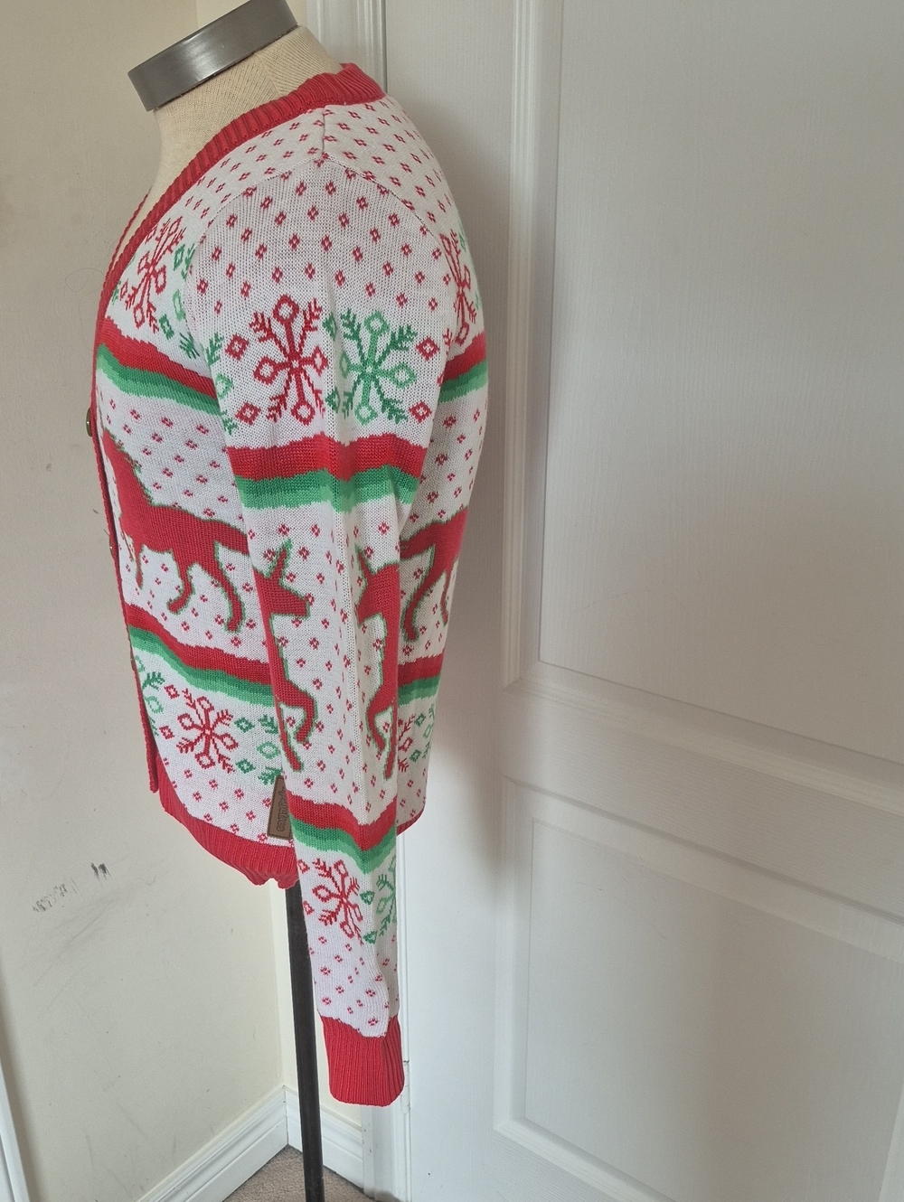 Tipsy Elves Red, Green & White Unicorn Holiday Cardigan - Picture 4 of 16